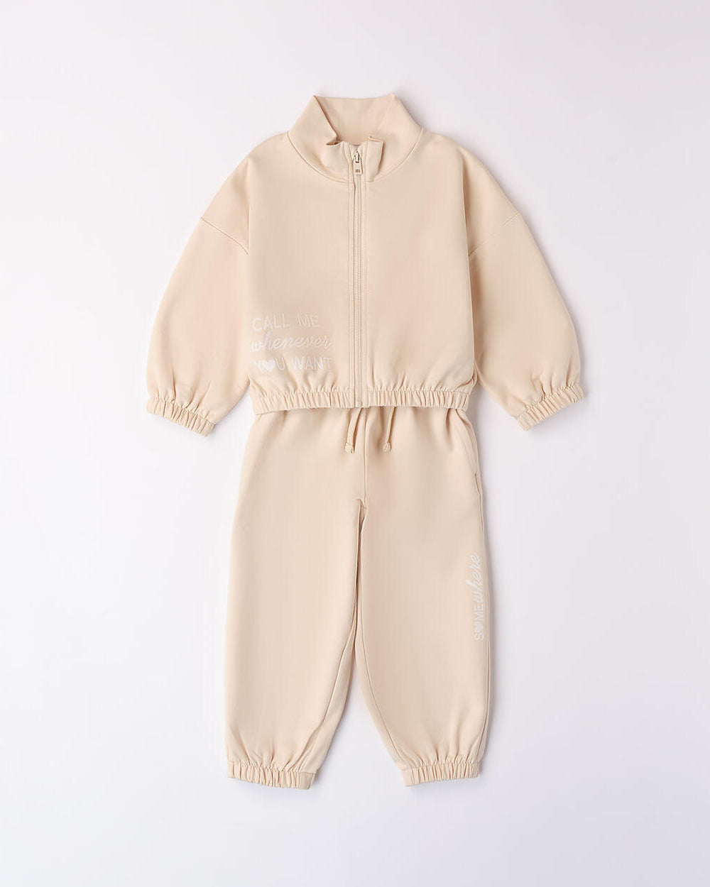 Tuta zip fresco cotone garzato bambina iDO beige iDO Beige