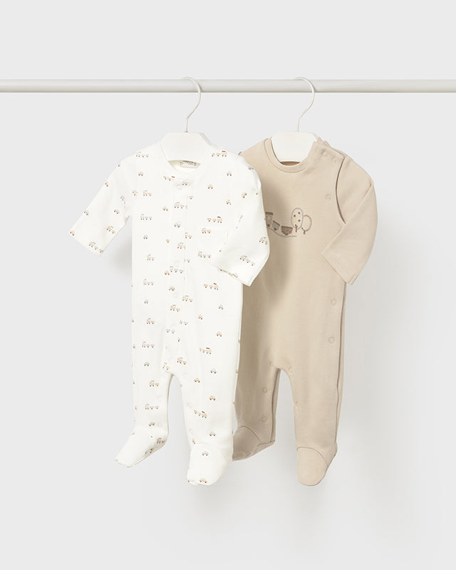 Tutina caldo cotone neonato Mayoral Newborn Macchinine panna o trenino beige Mayoral 0-1 Mesi 55cm