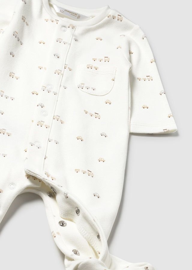 Tutina caldo cotone neonato Mayoral Newborn Macchinine panna o trenino beige Mayoral 0-1 Mesi 55cm