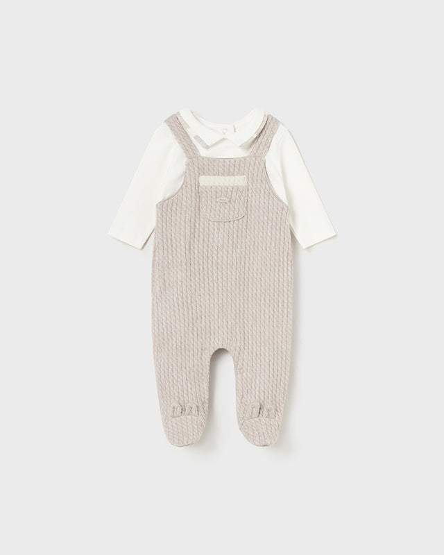 Tutina con cardigan neonato Mayoral Newborn noce e panna Mayoral Noce