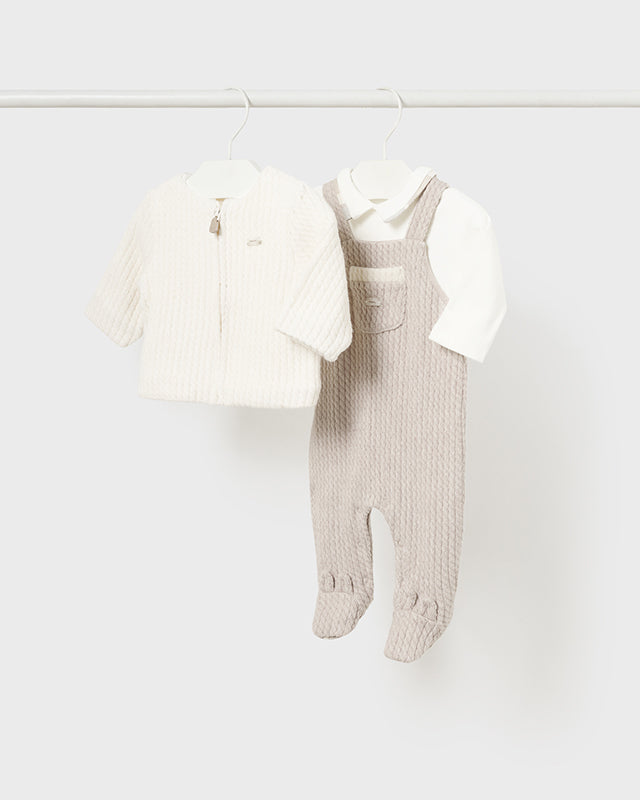 Tutina con cardigan neonato Mayoral Newborn noce e panna Mayoral Noce