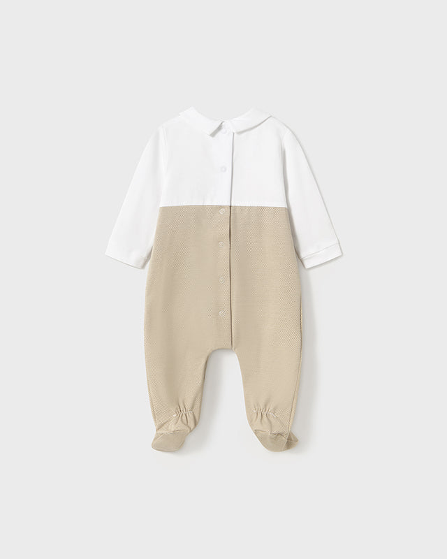 Tutina fresco cotone neonato Mayoral Newborn beige ricamata Mayoral Beige