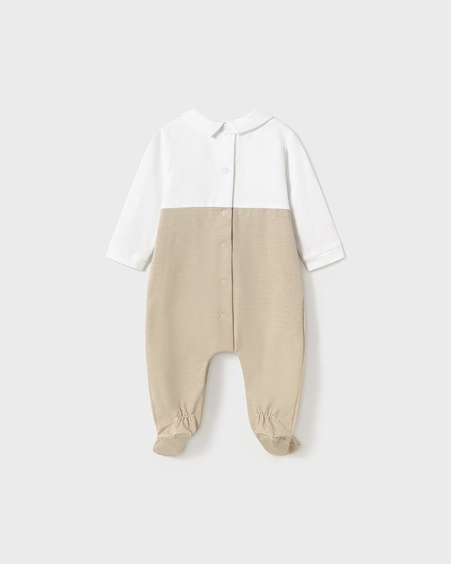 Tutina fresco cotone neonato Mayoral Newborn beige ricamata Mayoral Beige