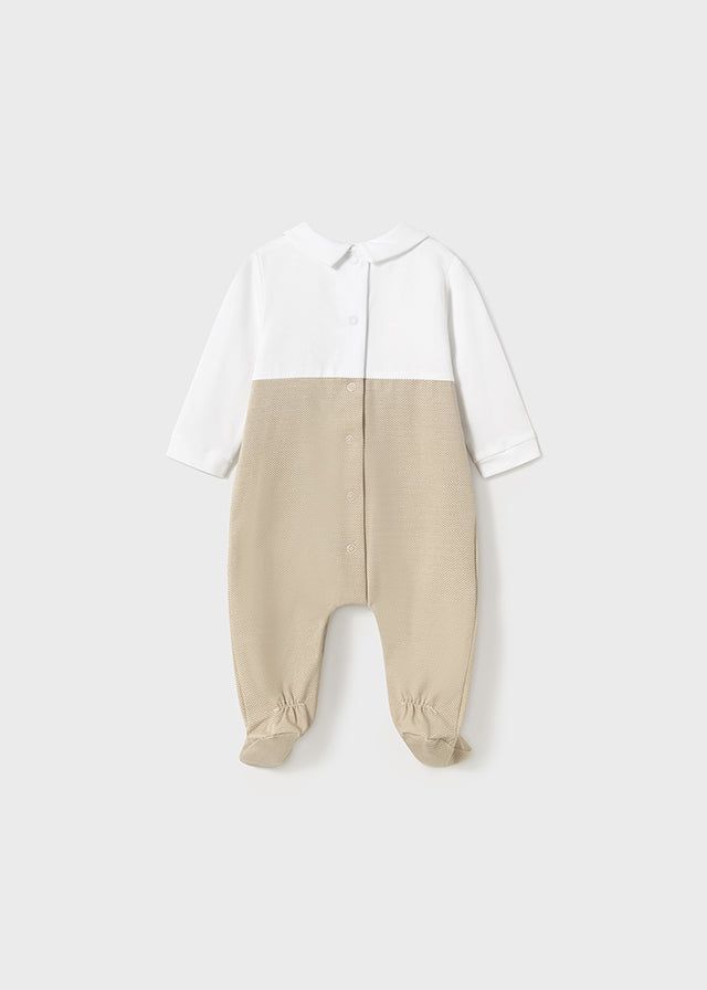 Tutina fresco cotone neonato Mayoral Newborn beige ricamata Mayoral Beige