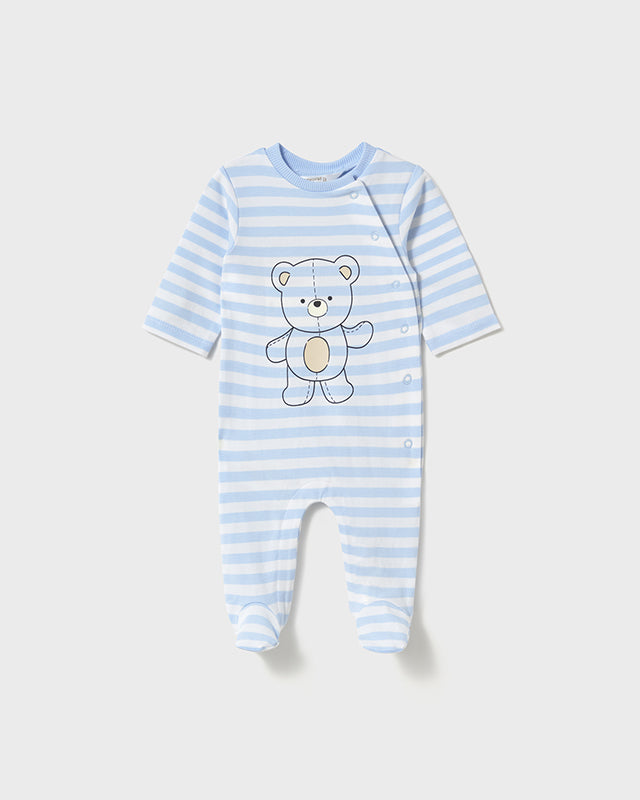 Tutina fresco cotone neonato Mayoral Newborn Orsetti azzurra Mayoral Bianco