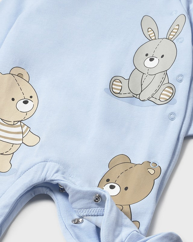 Tutina fresco cotone neonato Mayoral Newborn Orsetti azzurra Mayoral Bianco