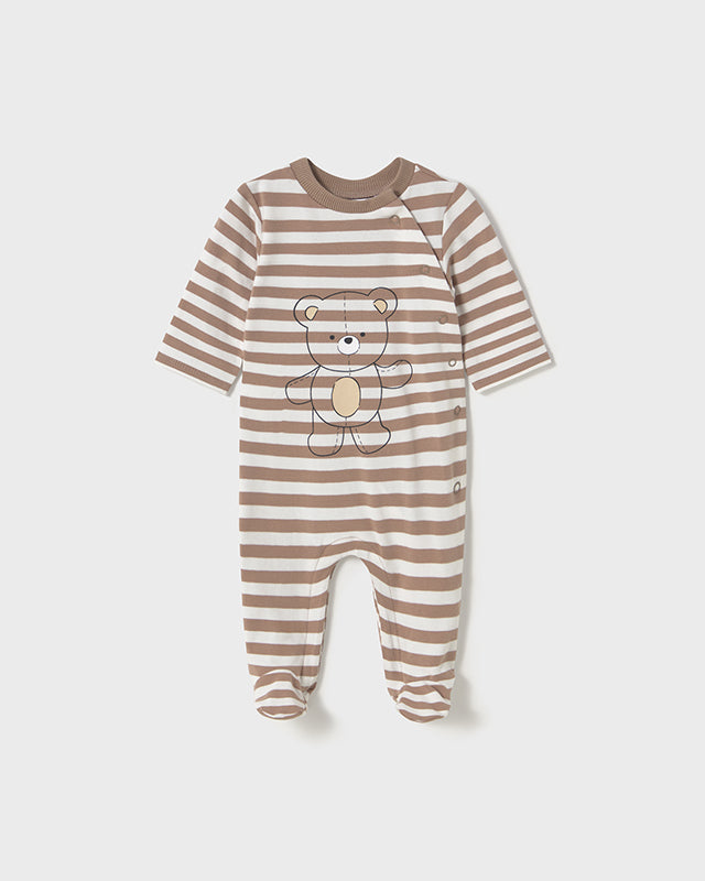 Tutina fresco cotone neonato Mayoral Newborn Orsetti marrone e bianco Mayoral Bianco