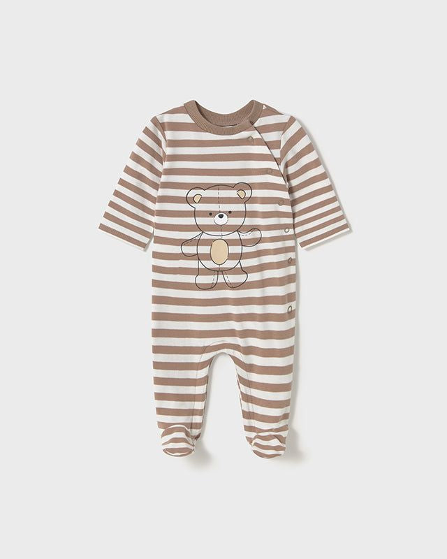 Tutina fresco cotone neonato Mayoral Newborn Orsetti marrone e bianco Mayoral Bianco