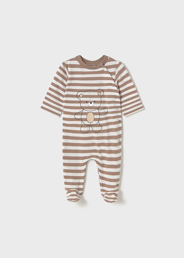 Tutina fresco cotone neonato Mayoral Newborn Orsetti marrone e bianco Mayoral Bianco