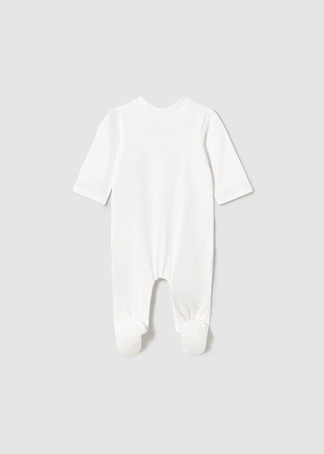 Tutina fresco cotone neonato Mayoral Newborn Orsetti marrone e bianco Mayoral Bianco