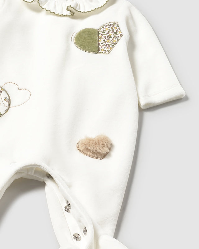 Tutina in ciniglia neonata Mayoral Newborn Cuori verde o panna Mayoral 0-1 Mesi 55cm