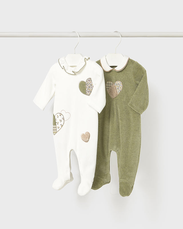 Tutina in ciniglia neonata Mayoral Newborn Cuori verde o panna Mayoral 0-1 Mesi 55cm