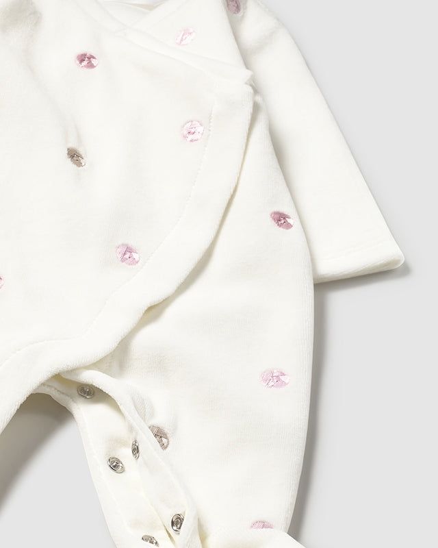 Tutina in ciniglia neonata Mayoral Newborn rosa baby o panna pois Mayoral 0-1 Mesi 55cm