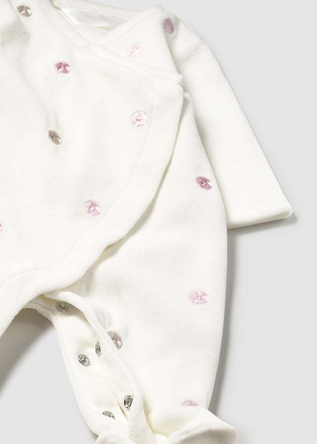 Tutina in ciniglia neonata Mayoral Newborn rosa baby o panna pois Mayoral 0-1 Mesi 55cm