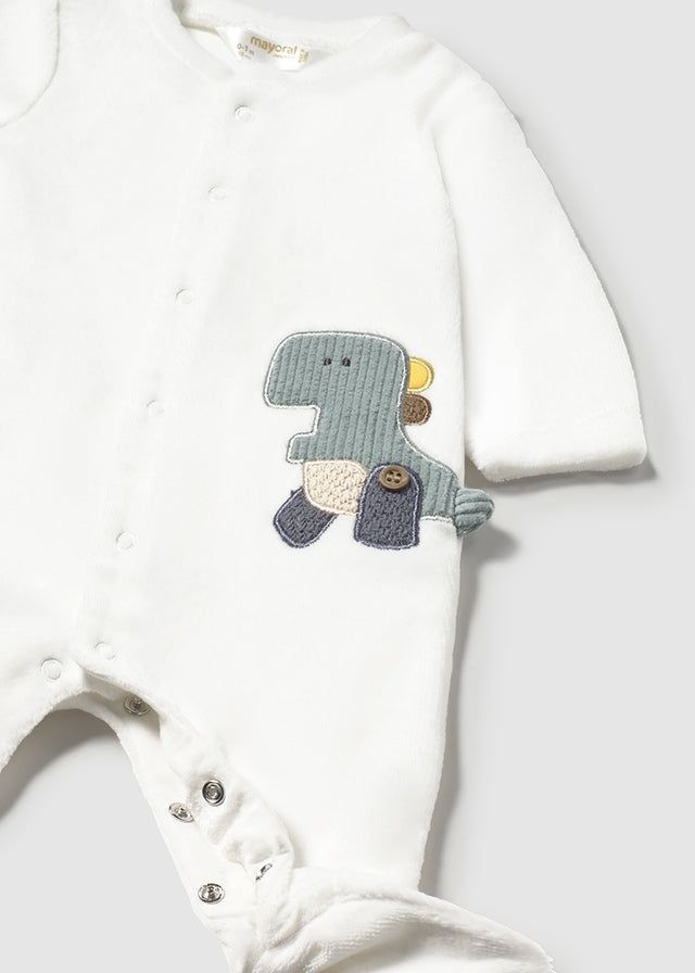 Tutina in ciniglia neonato Mayoral Newborn Dinosauro acqua o panna Mayoral 0-1 Mesi 55cm