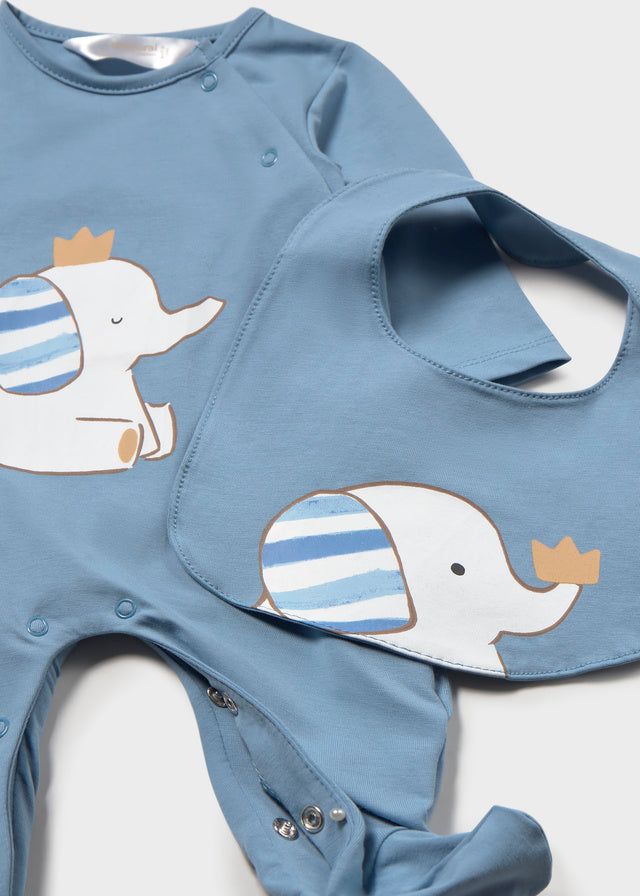 Tutina lunga e bavaglino neonato Mayoral Newborn elefante carta da zucchero Mayoral 0-1 Mesi 55cm