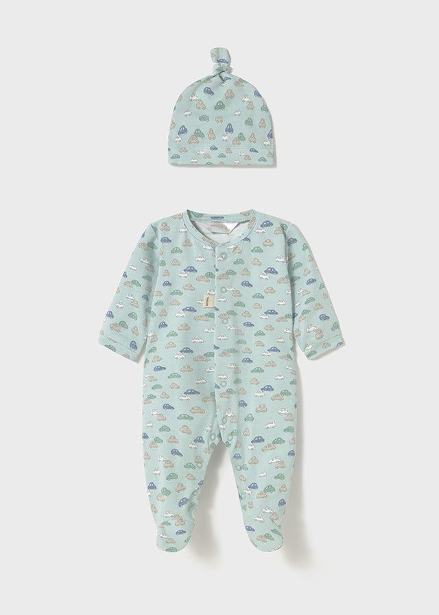 Tutina pigiama con cappello neonato Mayoral Newborn macchinine verde Mayoral Verde