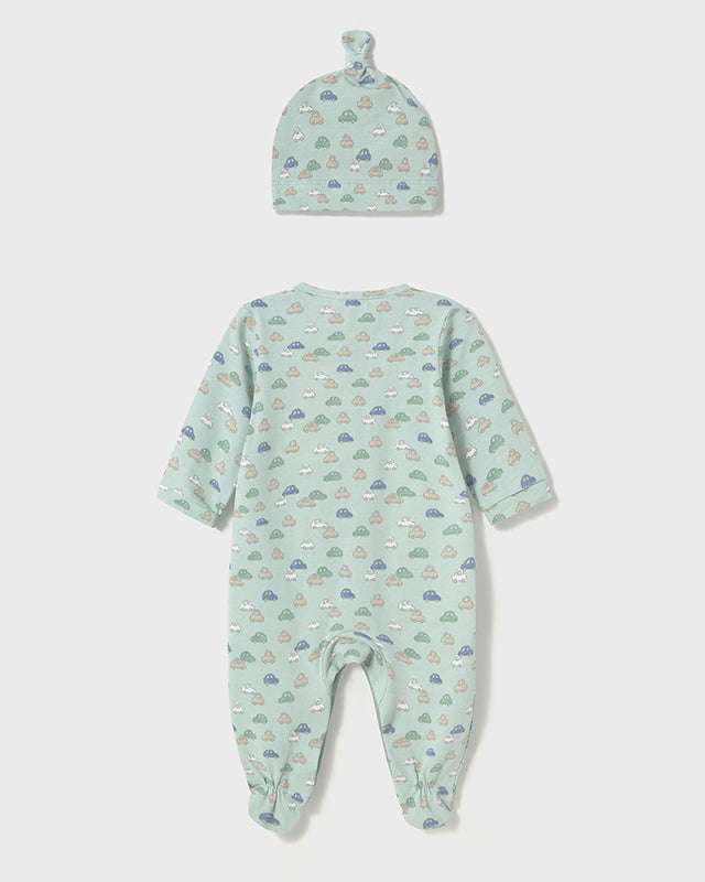 Tutina pigiama con cappello neonato Mayoral Newborn macchinine verde Mayoral Verde