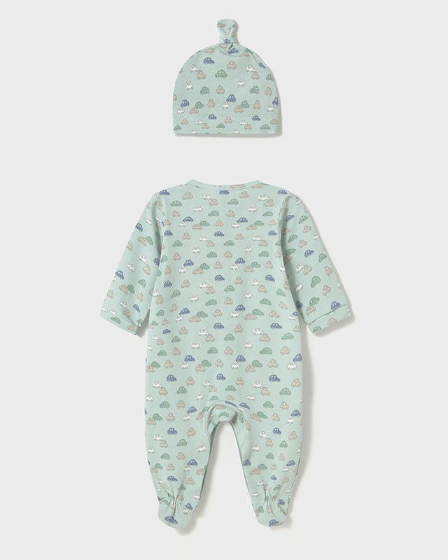 Tutina pigiama con cappello neonato Mayoral Newborn macchinine verde Mayoral Verde