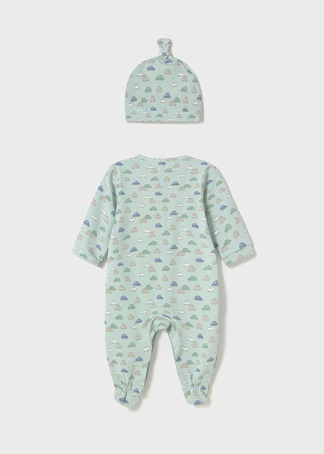 Tutina pigiama con cappello neonato Mayoral Newborn macchinine verde Mayoral Verde