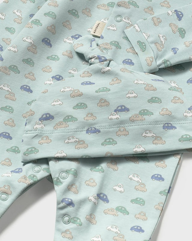 Tutina pigiama con cappello neonato Mayoral Newborn macchinine verde Mayoral Verde