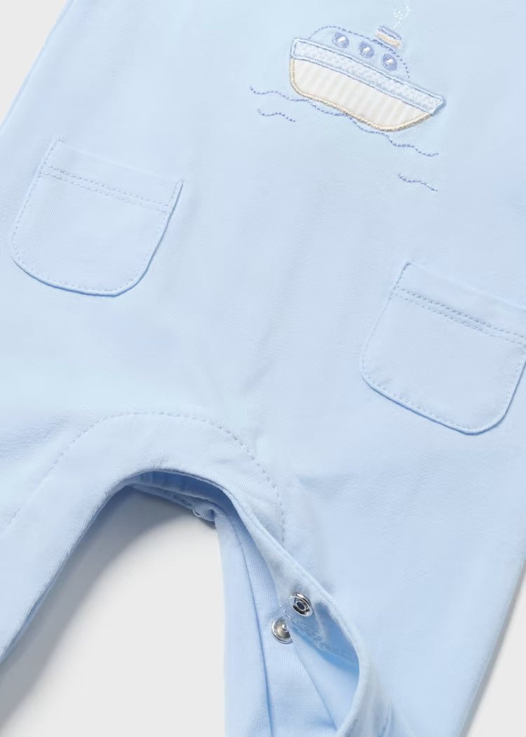 Tutina-pigiama motivo barca fresco cotone neonato Mayoral Newborn Cielo - ErreGiModaBimbo
