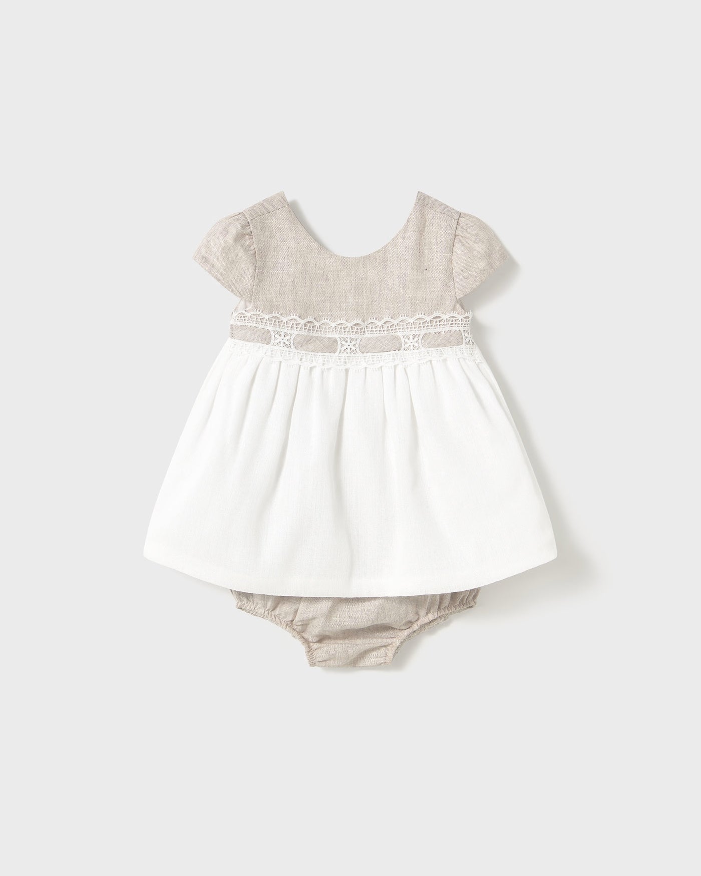Abito con copri pannolino cerimonia neonata Mayoral Newborn beige e panna Mayoral Beige