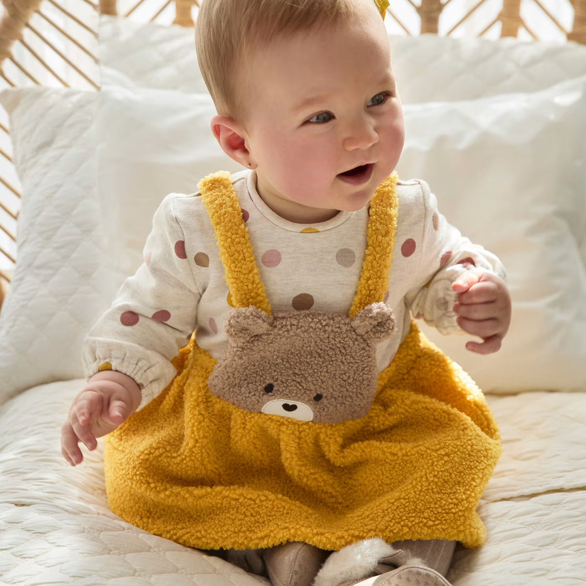 Vestito a pagliaccetto gonna teddy neonata Mayoral Newbonr Giallo