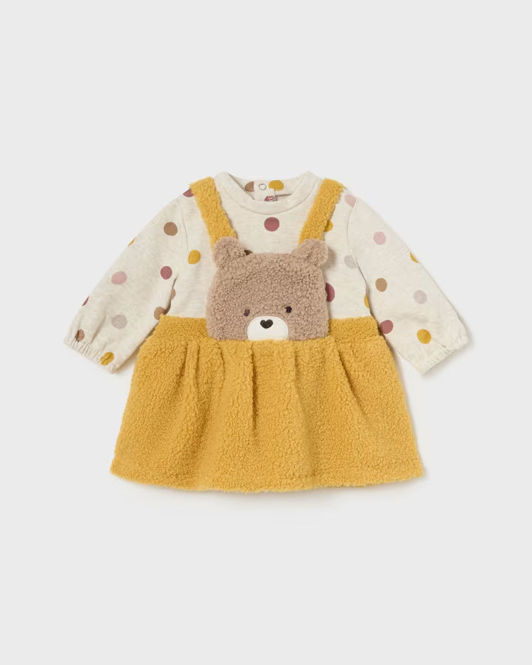 Vestito a pagliaccetto gonna teddy neonata Mayoral Newbonr Giallo Mayoral Giallo