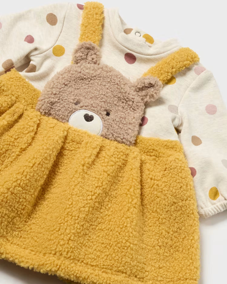 Vestito a pagliaccetto gonna teddy neonata Mayoral Newbonr Giallo Mayoral Giallo