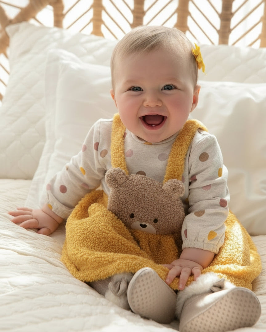 Vestito a pagliaccetto gonna teddy neonata Mayoral Newbonr Giallo Mayoral Giallo