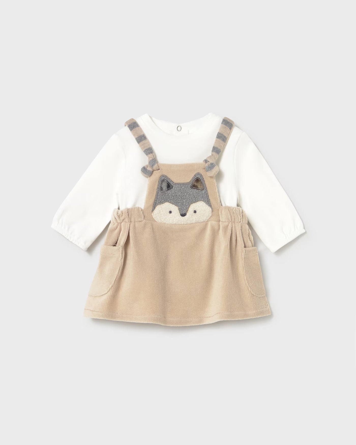 Vestito a pagliaccetto gonna velluto a costine neonata Mayoral Newborn beige Mayoral 0-1 Mesi 55cm