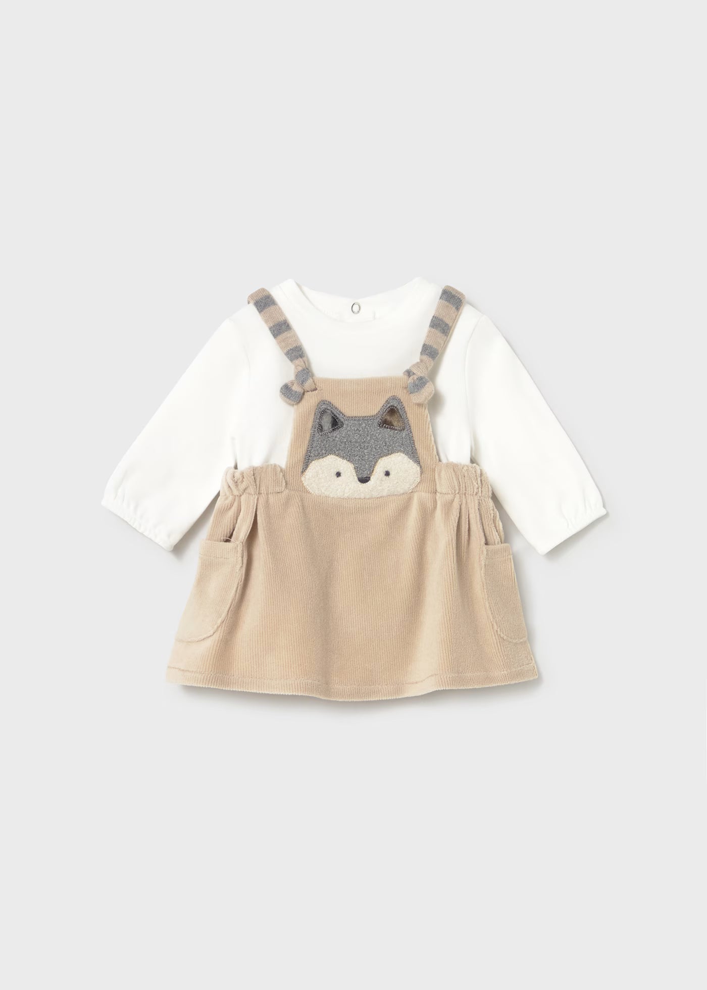 Vestito a pagliaccetto gonna velluto a costine neonata Mayoral Newborn beige Mayoral 0-1 Mesi 55cm
