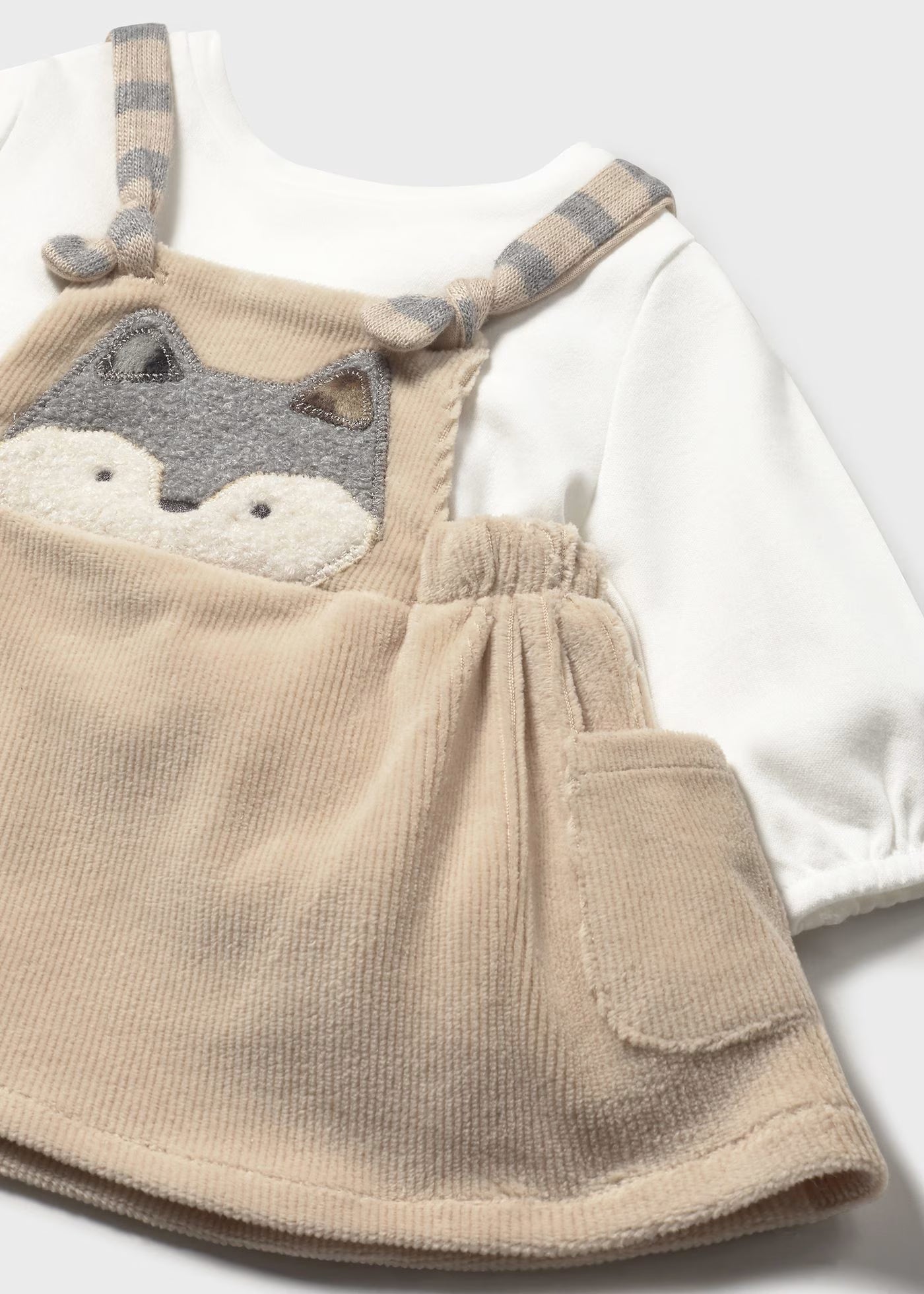 Vestito a pagliaccetto gonna velluto a costine neonata Mayoral Newborn beige Mayoral 0-1 Mesi 55cm