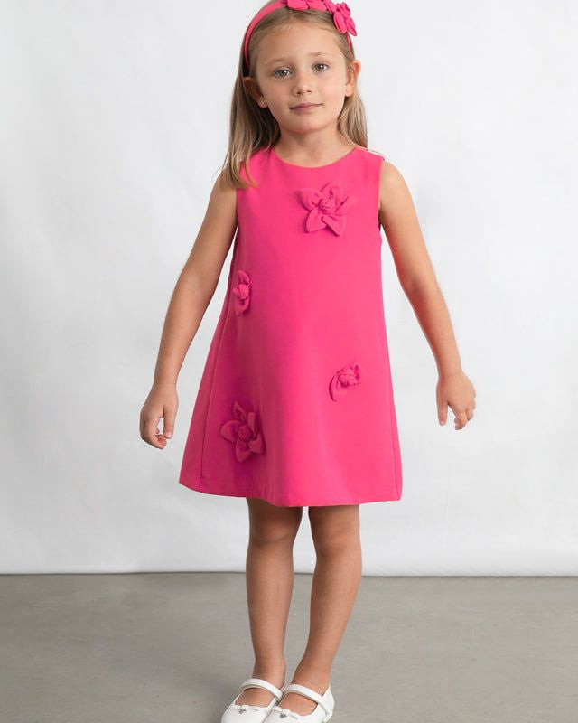 Vestito estivo rosa con fiore bambina