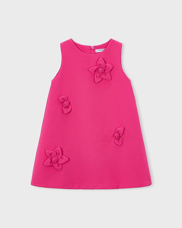Vestito rosa con fiore applicato bambina