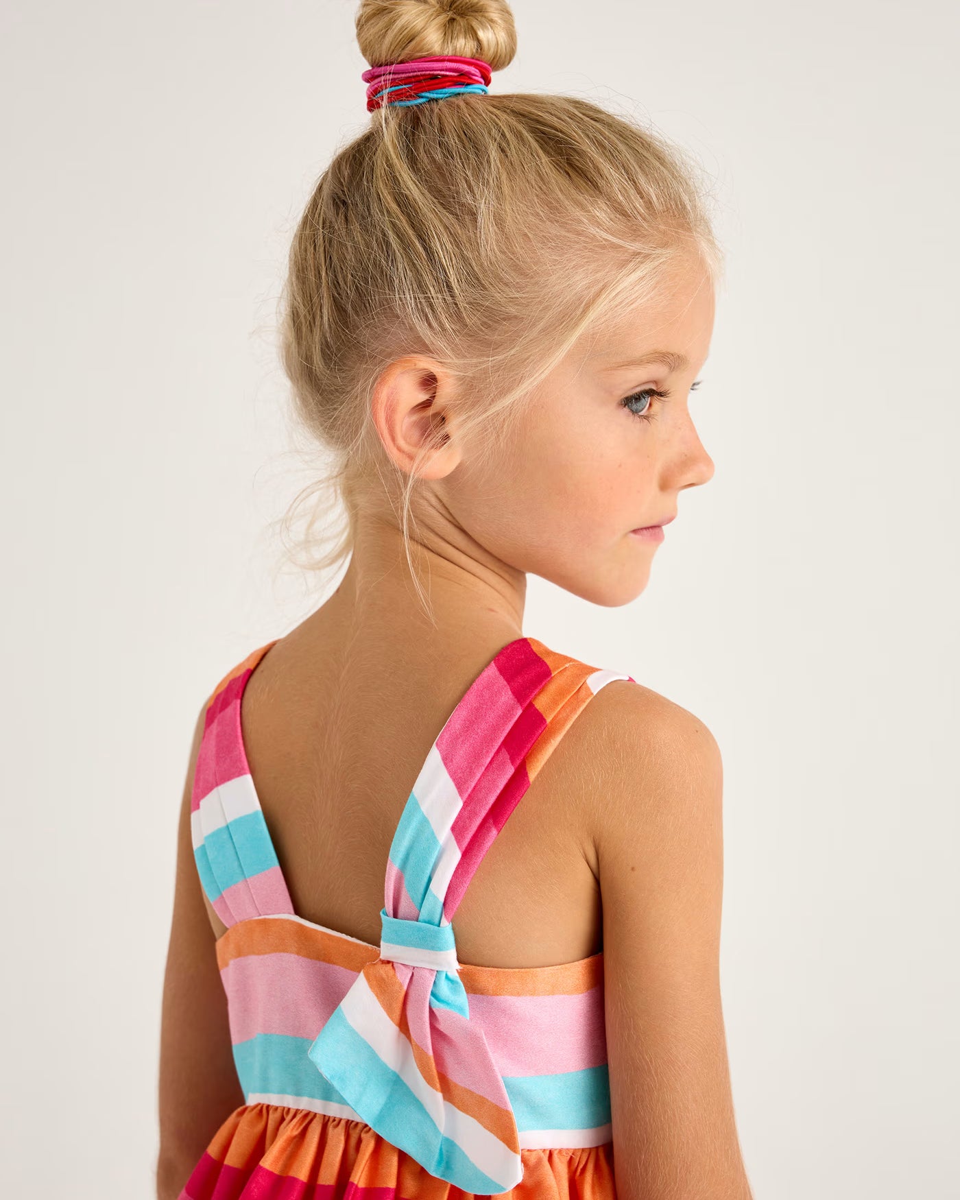 Vestito asimmetrico bambina Mayoral righe magenta e azzurro Mayoral Fucsia