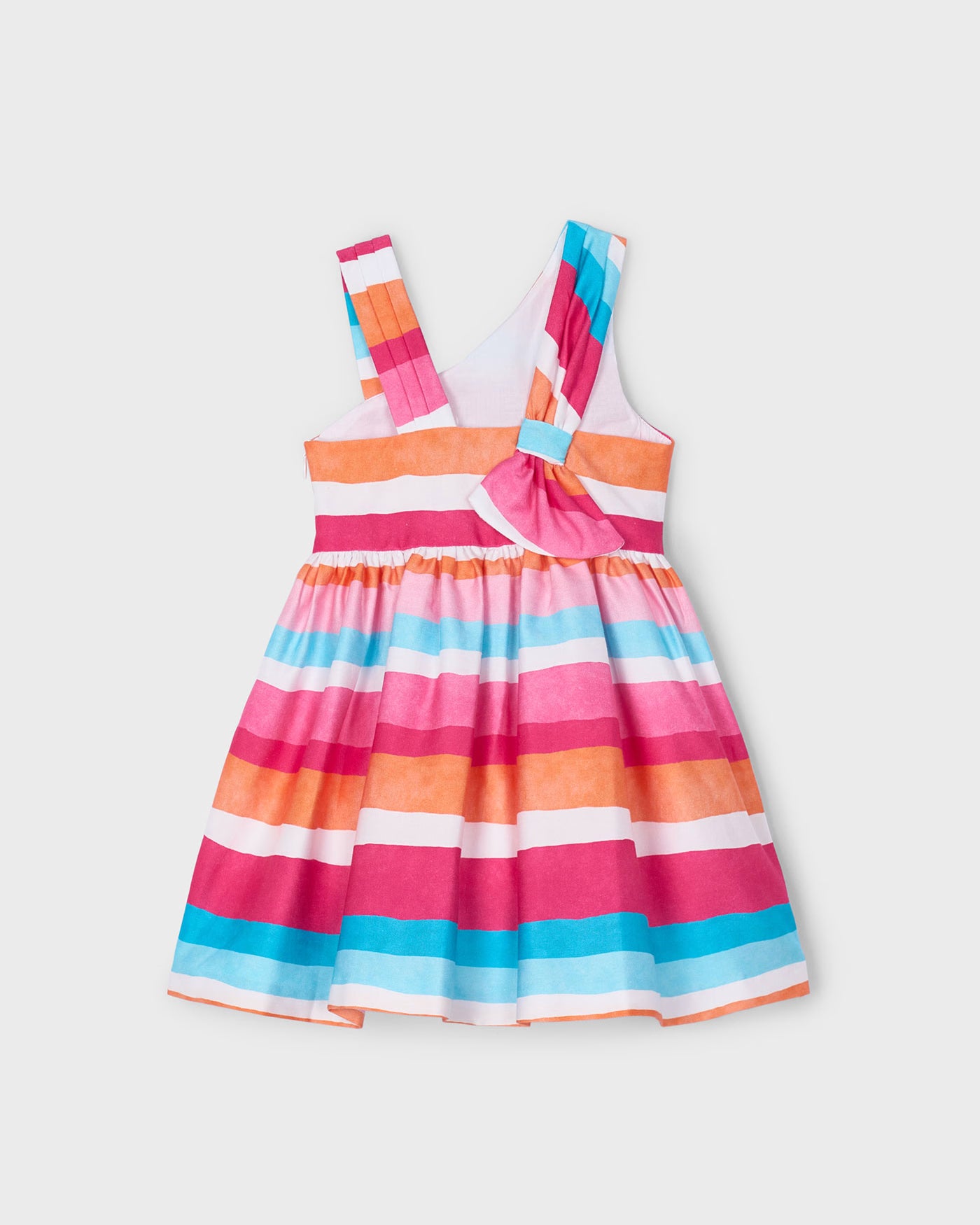 Vestito asimmetrico bambina Mayoral righe magenta e azzurro Mayoral Fucsia