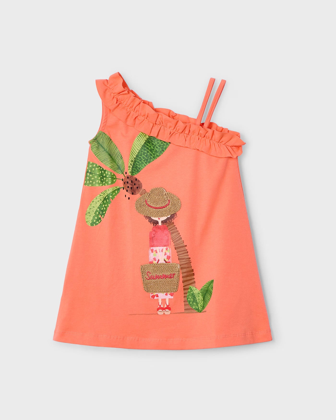 Vestito asimmetrico casual bambina Mayoral Summer mandarino Mayoral Arancione