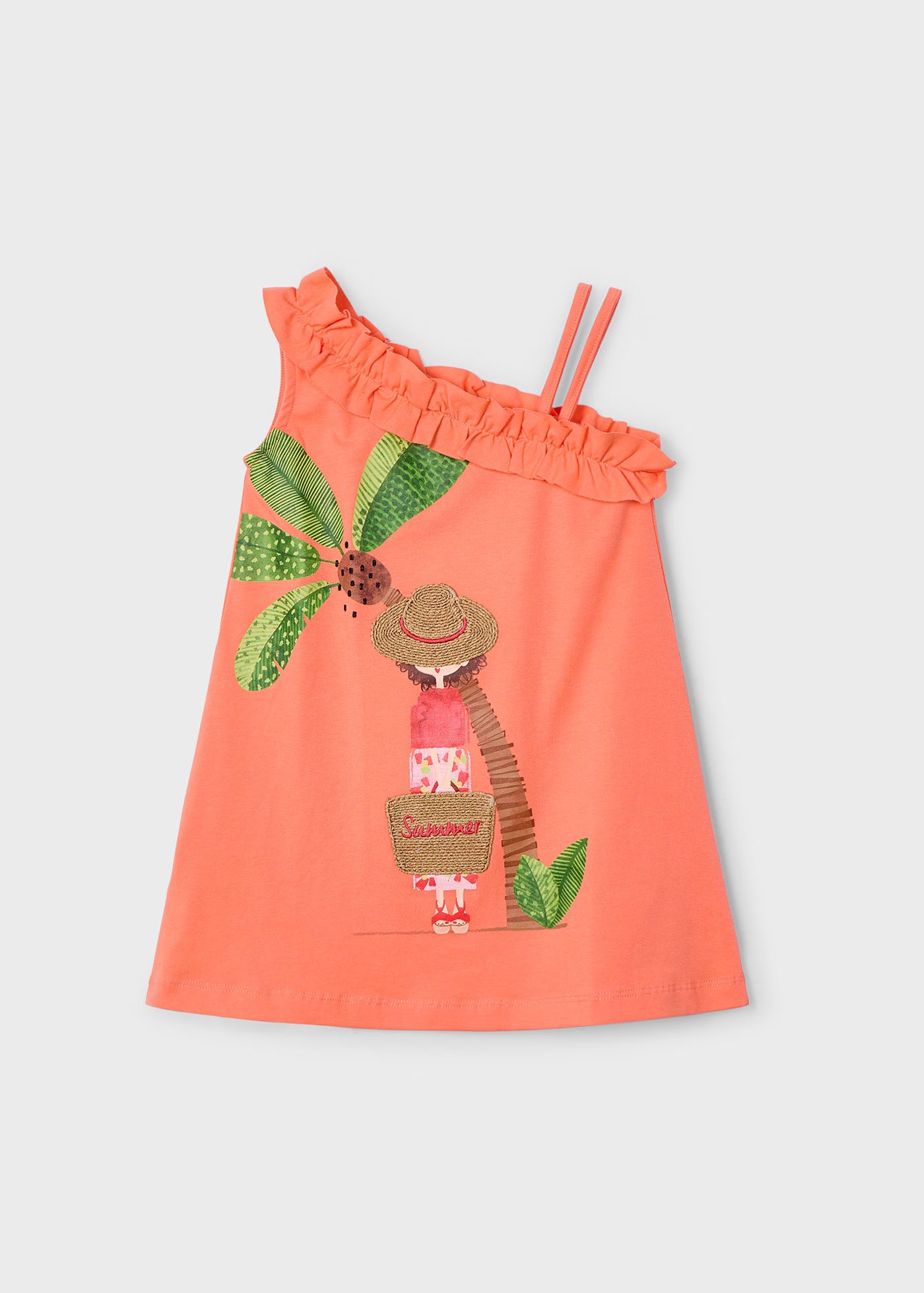 Vestito asimmetrico casual bambina Mayoral Summer mandarino Mayoral Arancione