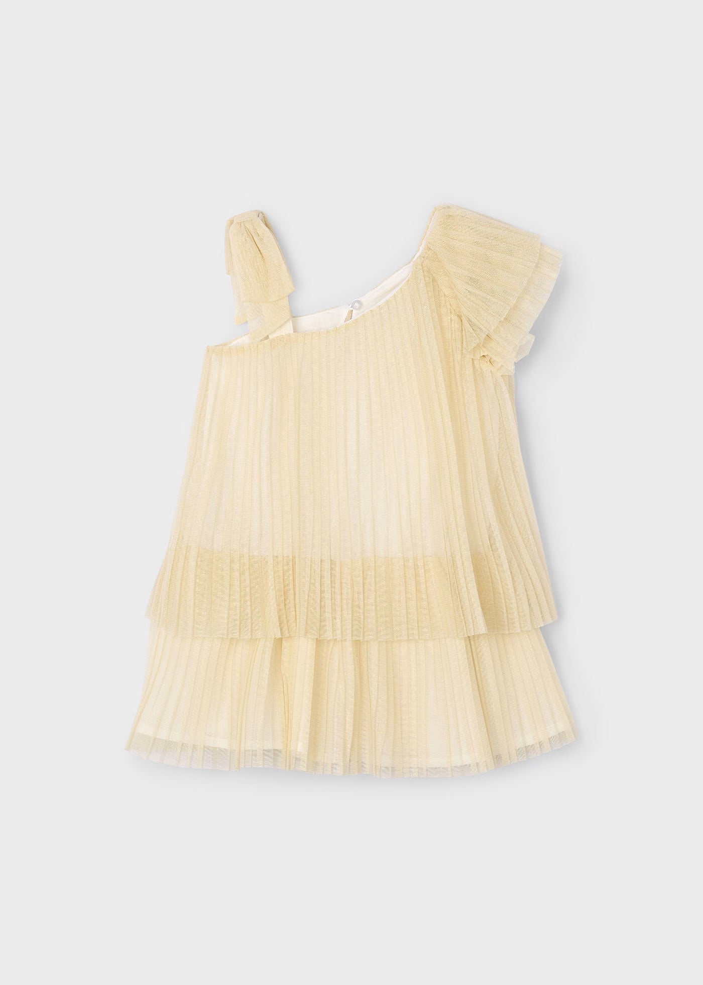 Vestito asimmetrico plissettato bambina Mayoral Champagne Mayoral Champagne