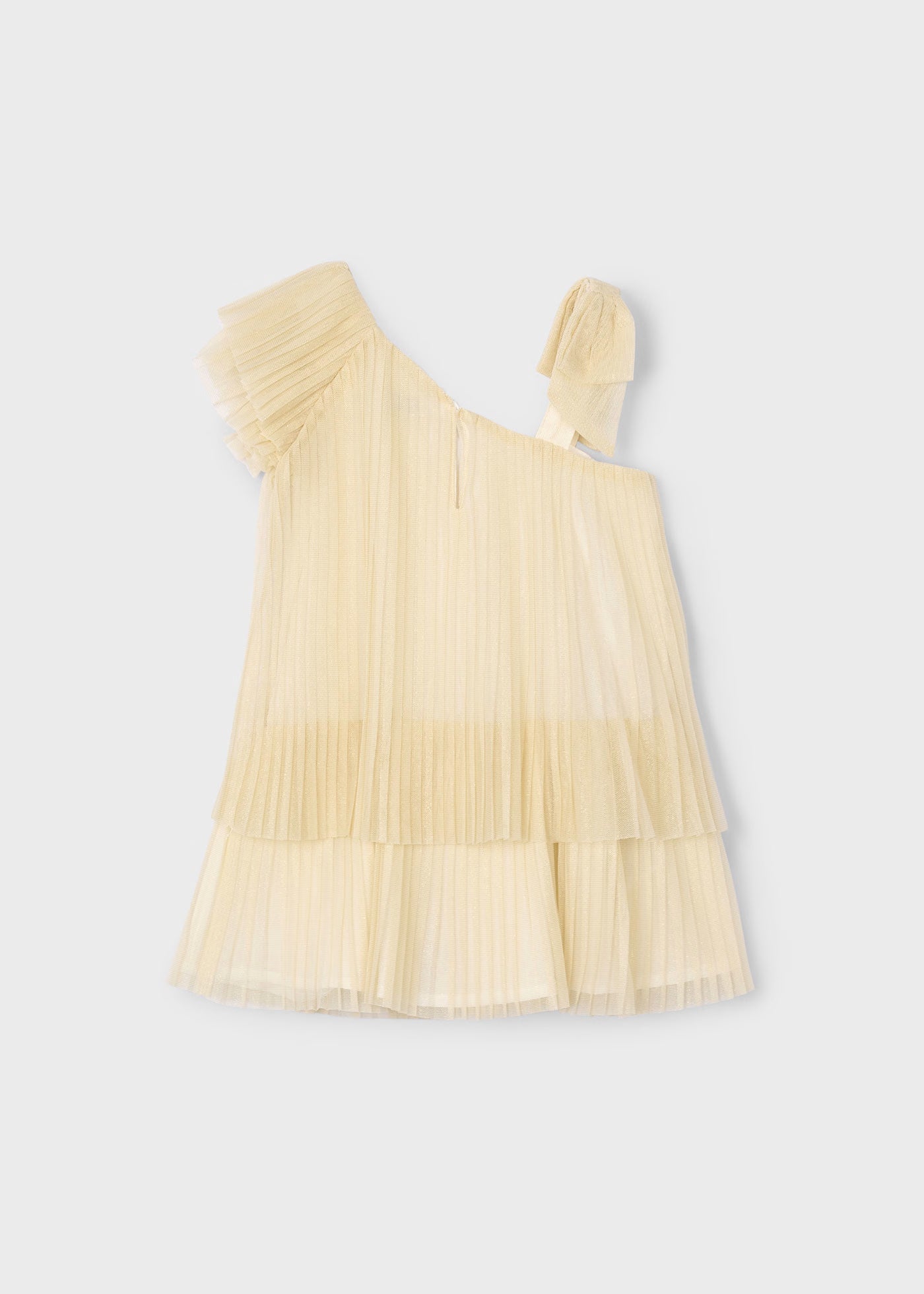 Vestito asimmetrico plissettato bambina Mayoral Champagne Mayoral Champagne