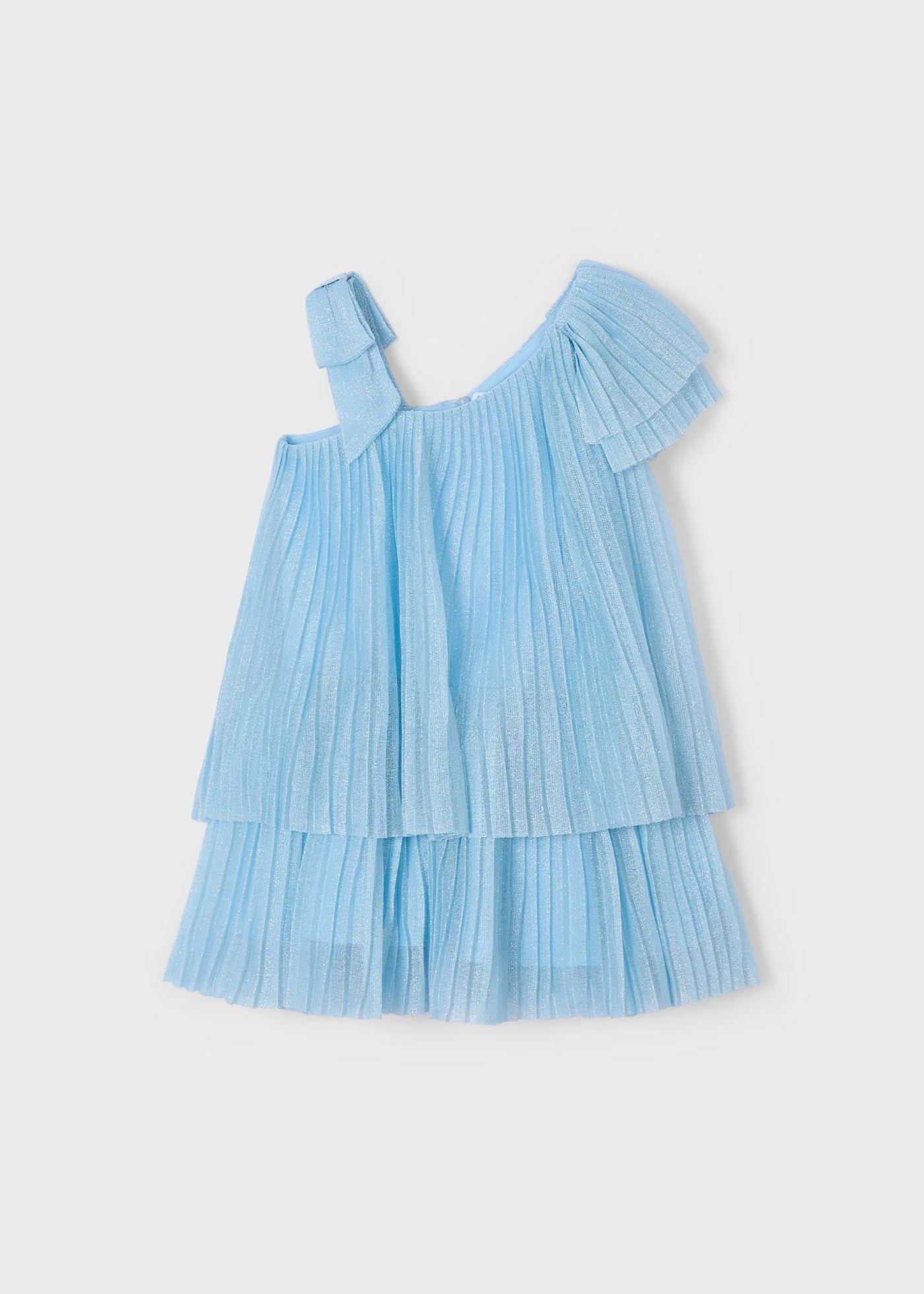 Vestito asimmetrico plissettato bambina Mayoral azzurro cielo Mayoral Azzurro