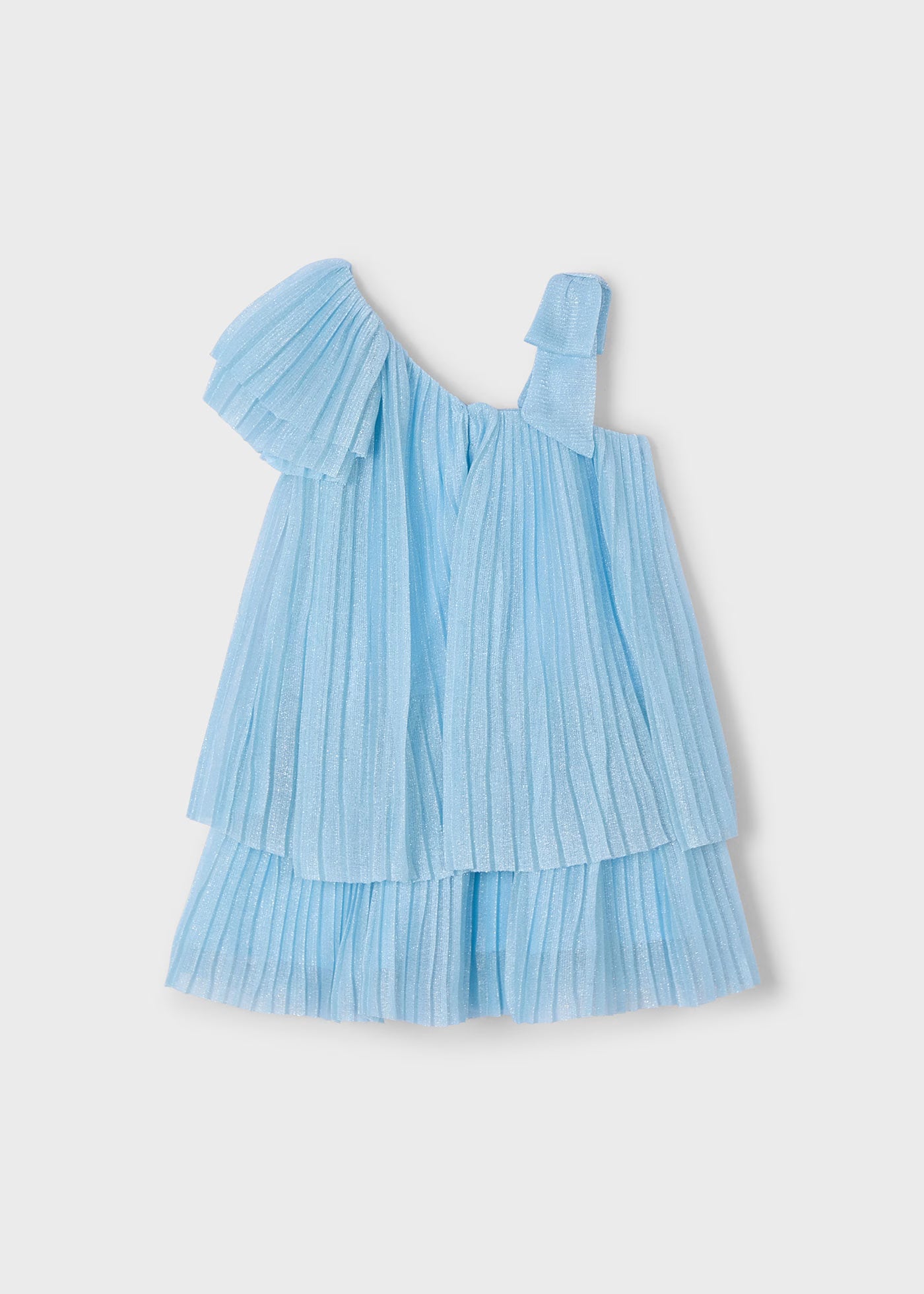 Vestito asimmetrico plissettato bambina Mayoral azzurro cielo Mayoral Azzurro