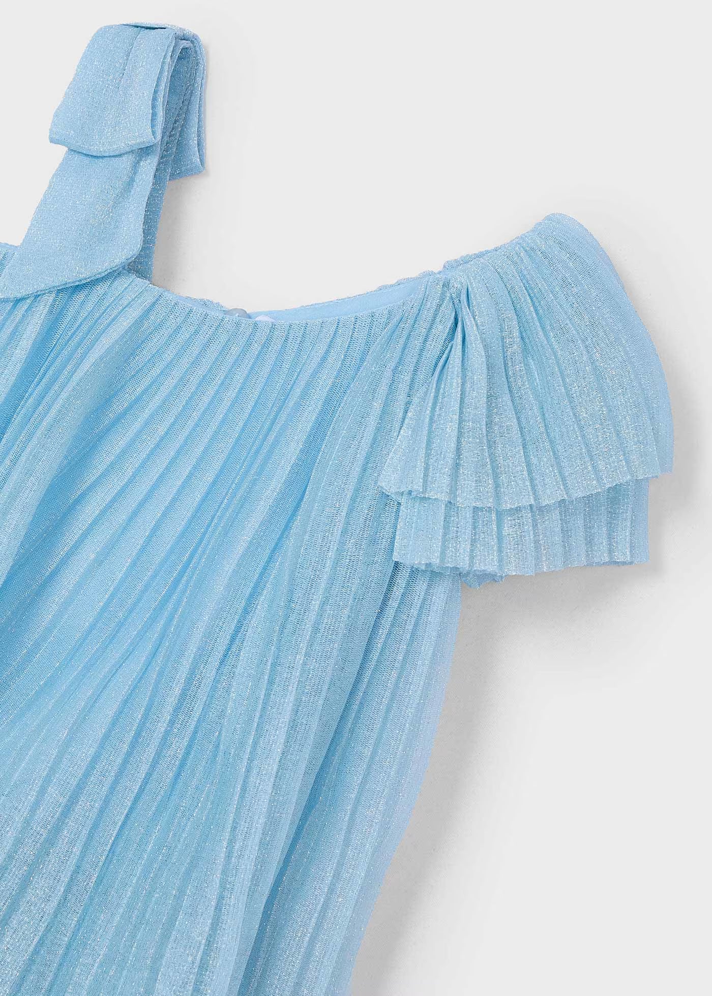 Vestito asimmetrico plissettato bambina Mayoral azzurro cielo Mayoral Azzurro