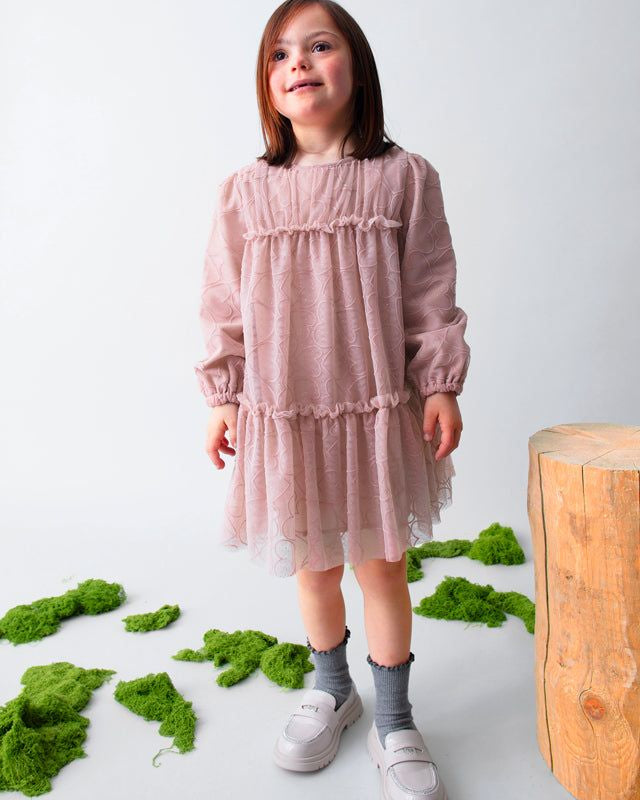Vestito bambina Mayoral rosa cipria tulle ricamato cuori Mayoral 2 Anni 92cm