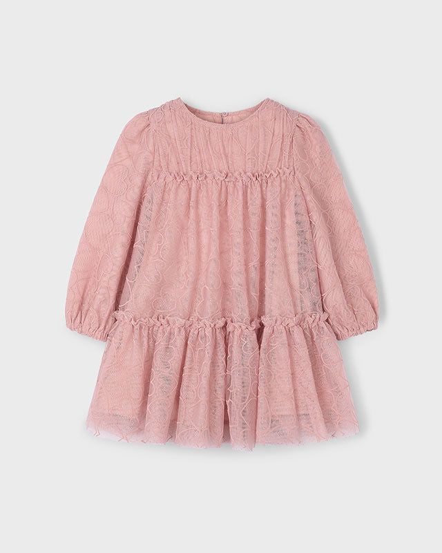Vestito bambina Mayoral rosa cipria tulle ricamato cuori Mayoral 2 Anni 92cm