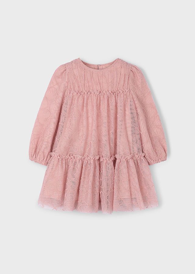 Vestito bambina Mayoral rosa cipria tulle ricamato cuori Mayoral 2 Anni 92cm
