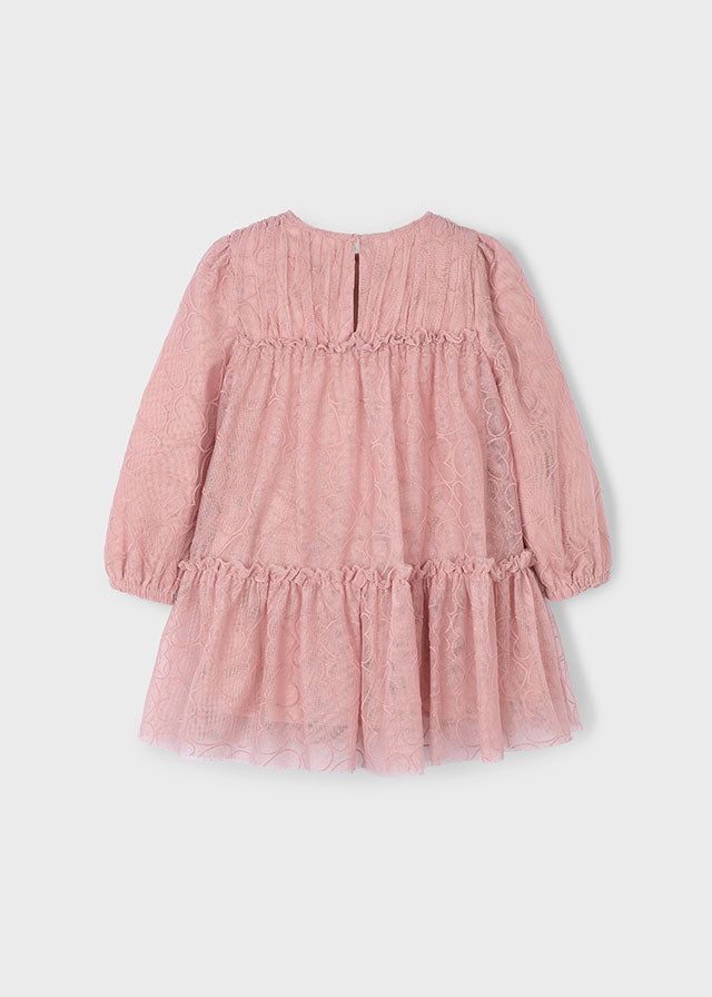 Vestito bambina Mayoral rosa cipria tulle ricamato cuori Mayoral 2 Anni 92cm