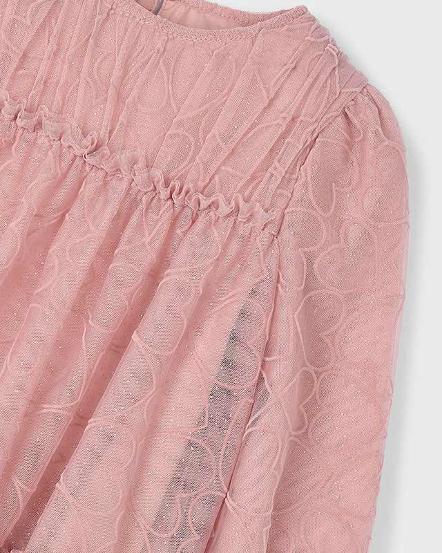 Vestito bambina Mayoral rosa cipria tulle ricamato cuori Mayoral 2 Anni 92cm